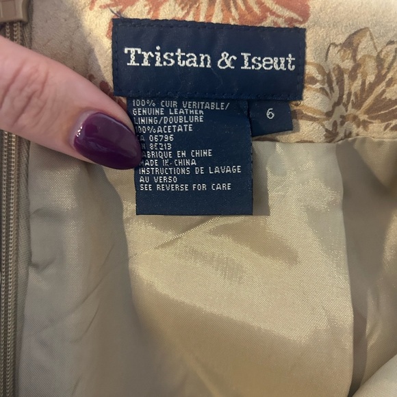 Tristan & Iseut Genuine Leather Floral Skirt Size 6 – Vintage Boho Midi - Picture 5 of 6